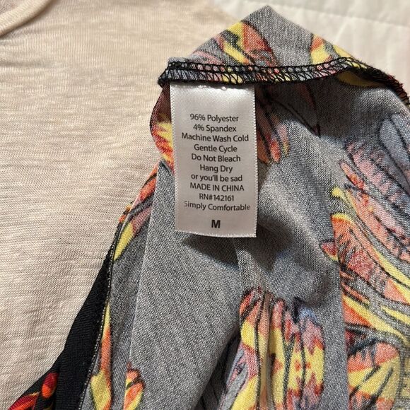 LuLaRoe M Purple Gold Yellow Crewneck Drop Short Sleeve Oversized Irma Top - Picture 12 of 12